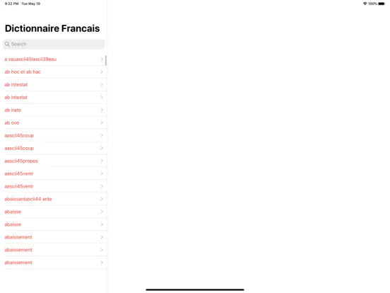 Tangkapan layar Dictionnaire Français iPad 