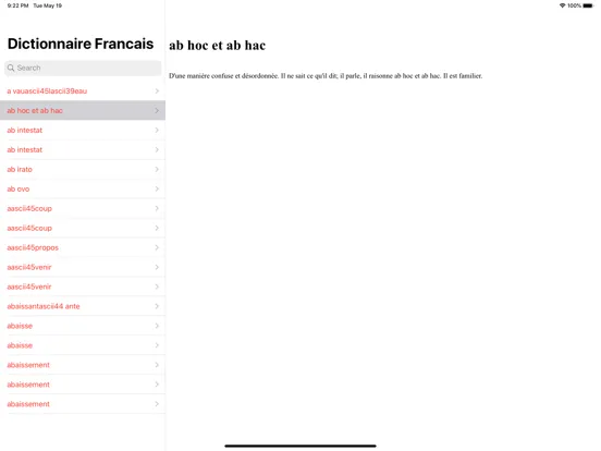Tangkapan layar Dictionnaire Français iPad 