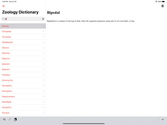 Zoology Dictionary Offline iPad  스크린샷