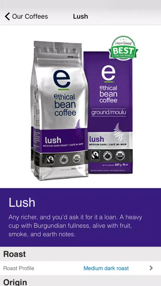 Ảnh chụp màn hình của Ethical Bean Coffee