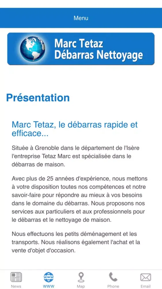 Capturas de tela do Débarras Nettoyage Marc Tetaz