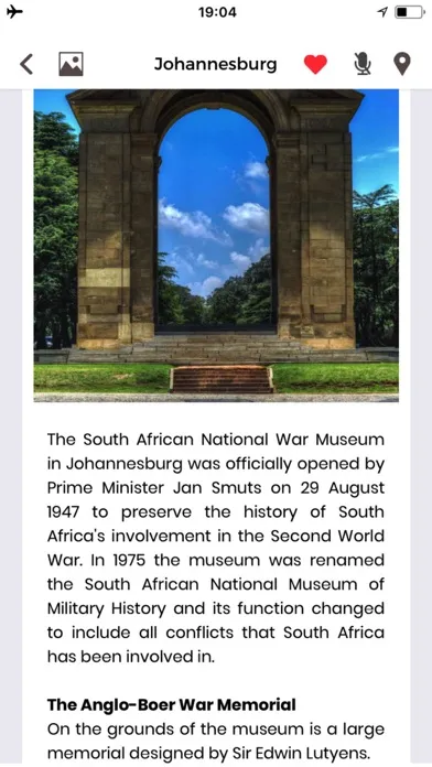 Tangkapan skrin Johannesburg Travel Guide