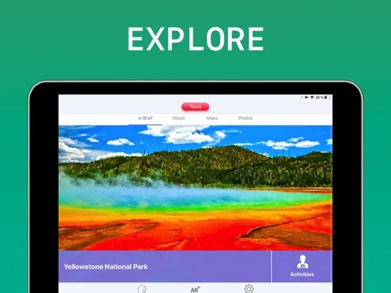 Ảnh chụp màn hình của Yellowstone National Park iPad 
