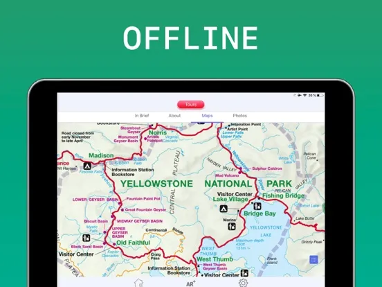 Ảnh chụp màn hình của Yellowstone National Park iPad 