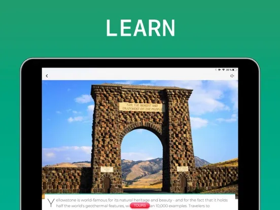 Ảnh chụp màn hình của Yellowstone National Park iPad 