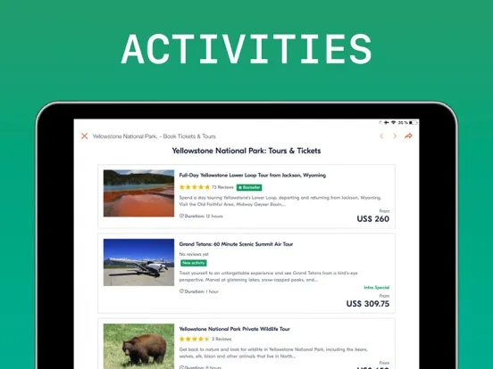 Ảnh chụp màn hình của Yellowstone National Park iPad 
