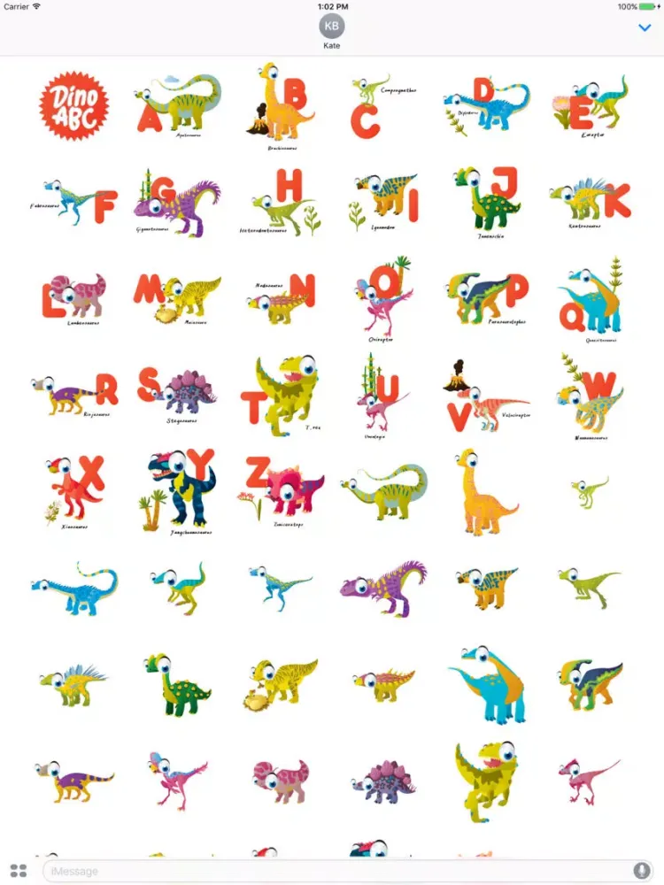 Tangkapan layar ABC Dinosaur Big Eye Collection Stickers Mania iPad 