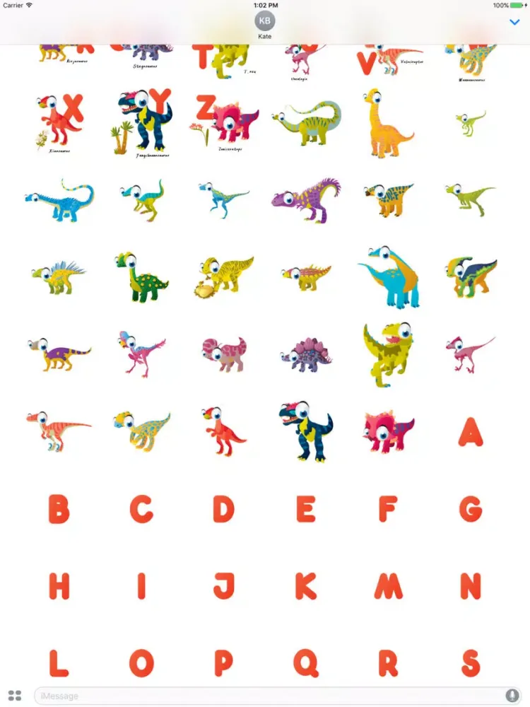 Tangkapan layar ABC Dinosaur Big Eye Collection Stickers Mania iPad 