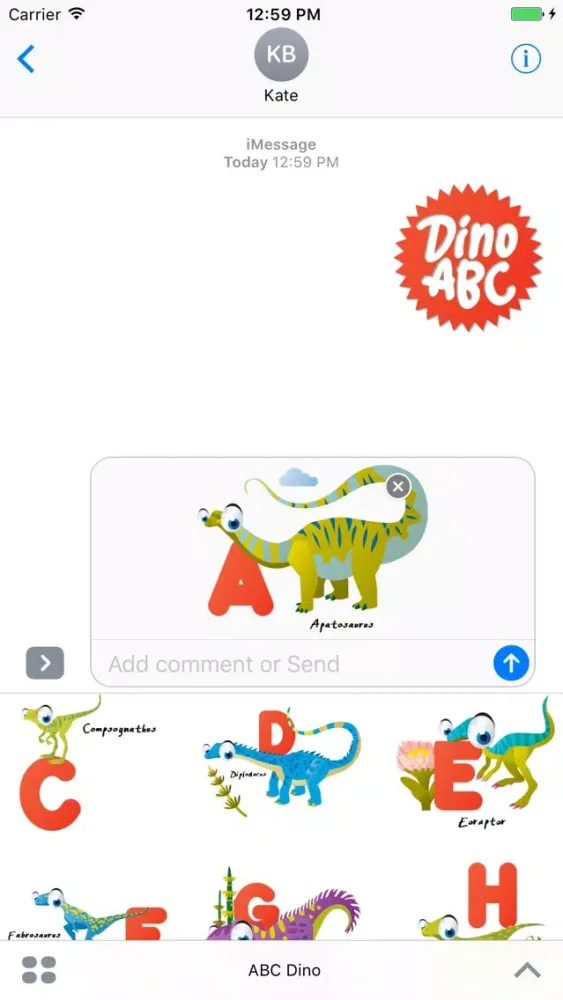 Tangkapan layar ABC Dinosaur Big Eye Collection Stickers Mania
