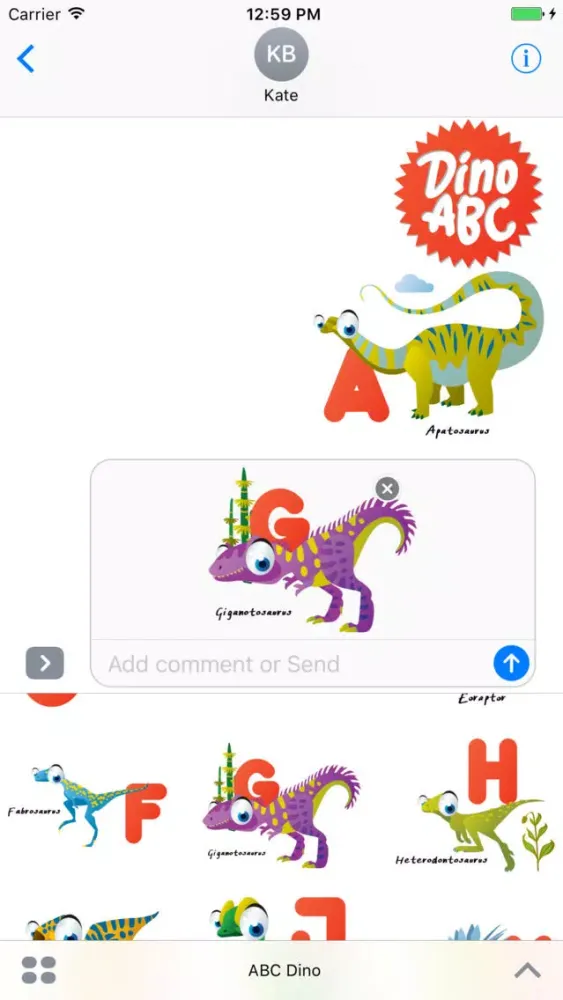 Tangkapan layar ABC Dinosaur Big Eye Collection Stickers Mania