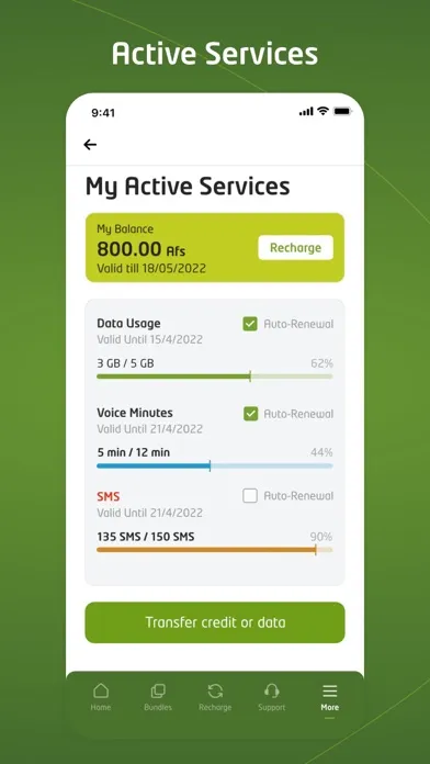 Tangkapan layar My Etisalat AFG