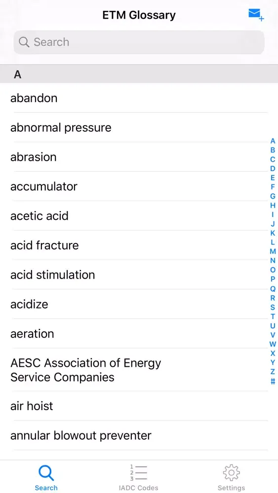 Tangkapan layar ETM Oilfield Glossary