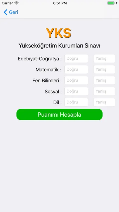 TYT Puan Hesaplama应用截图