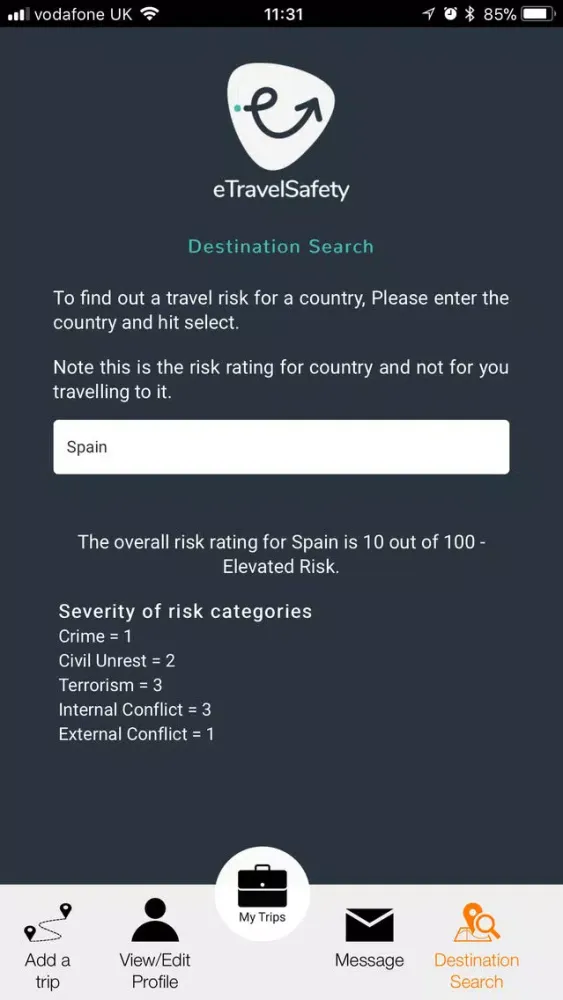 eTS Travel Safe Screenshots