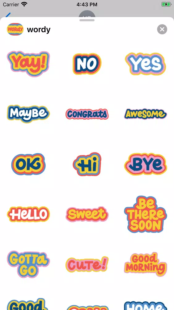 Ảnh chụp màn hình của Wordy Helpful Stickers