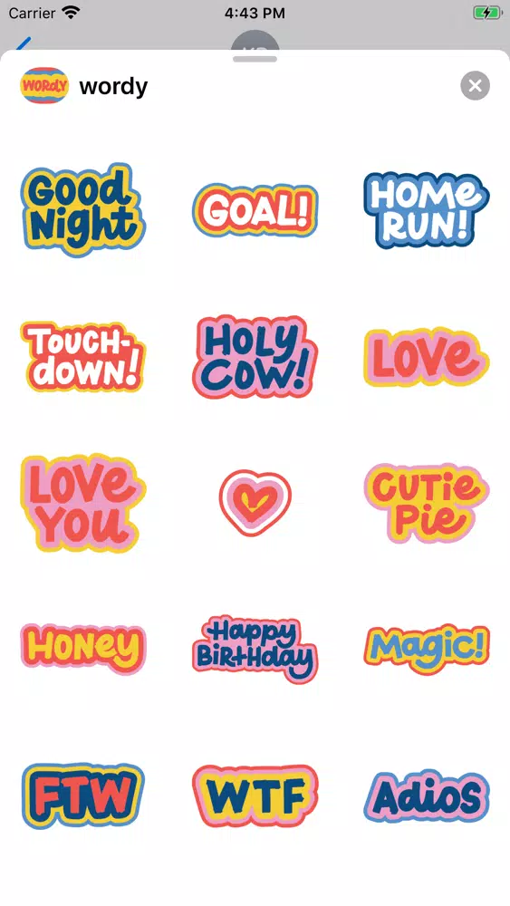Ảnh chụp màn hình của Wordy Helpful Stickers