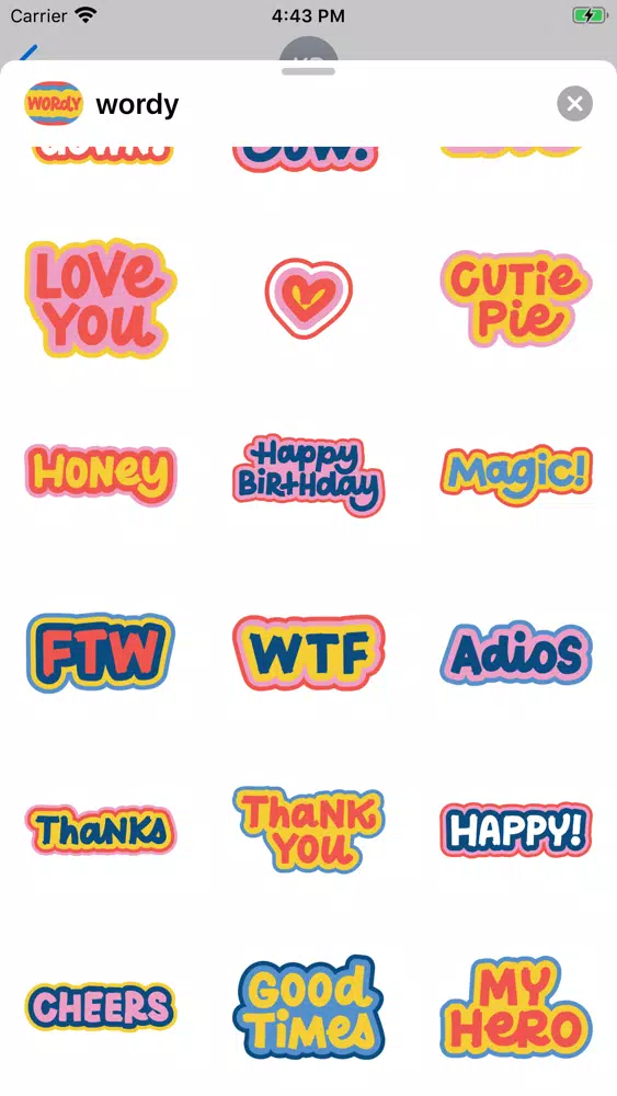 Ảnh chụp màn hình của Wordy Helpful Stickers