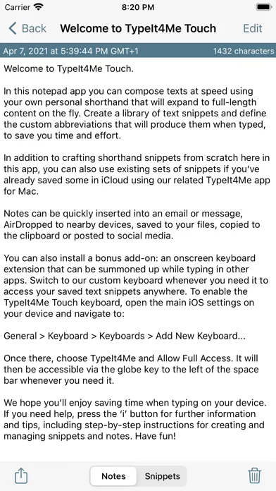 Zrzuty ekranu TypeIt4Me Touch