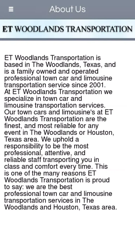ET Woodlands Transportation- Screenshots