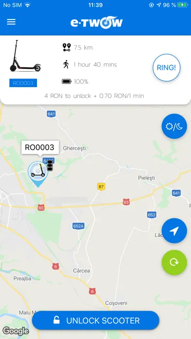 E-TWOW RideSharing Ekran Görüntüleri