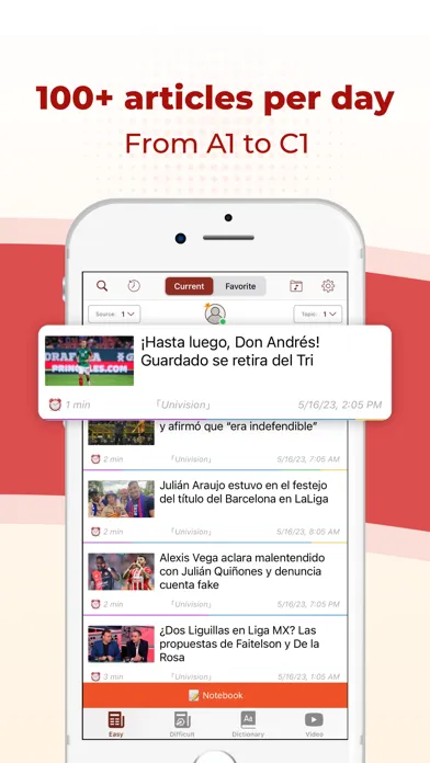Captures d'écran de TODAI: Learn Spanish by news