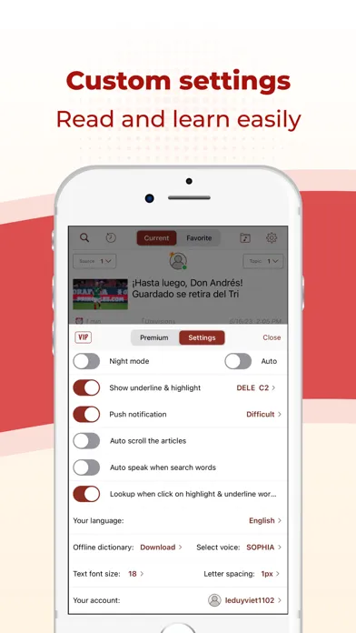Captures d'écran de TODAI: Learn Spanish by news