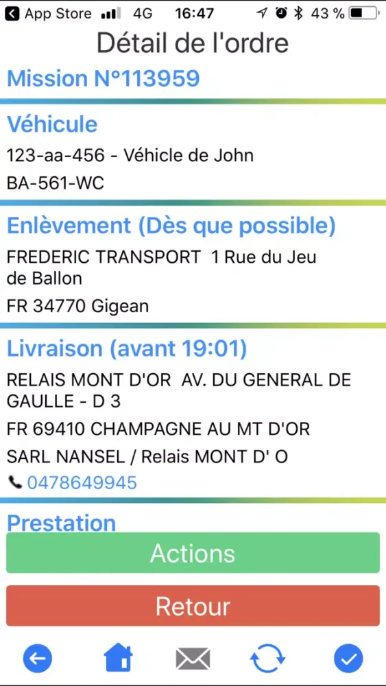Capturas de tela do Dispatch Mobile Workflow