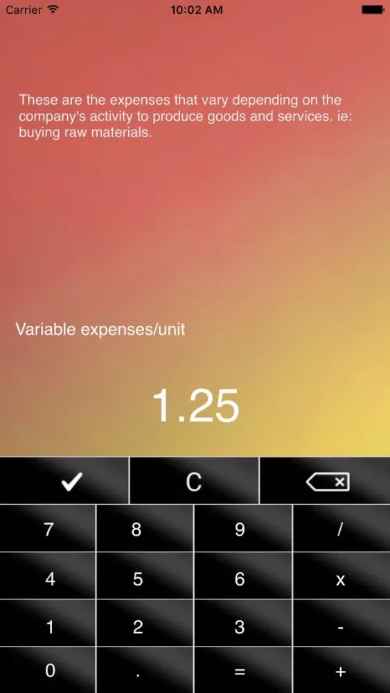 Ảnh chụp màn hình của Pro Calcul - Break-Even Point
