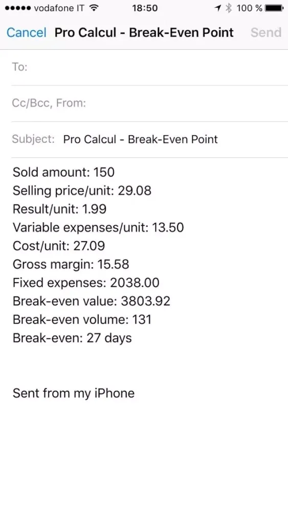 Ảnh chụp màn hình của Pro Calcul - Break-Even Point