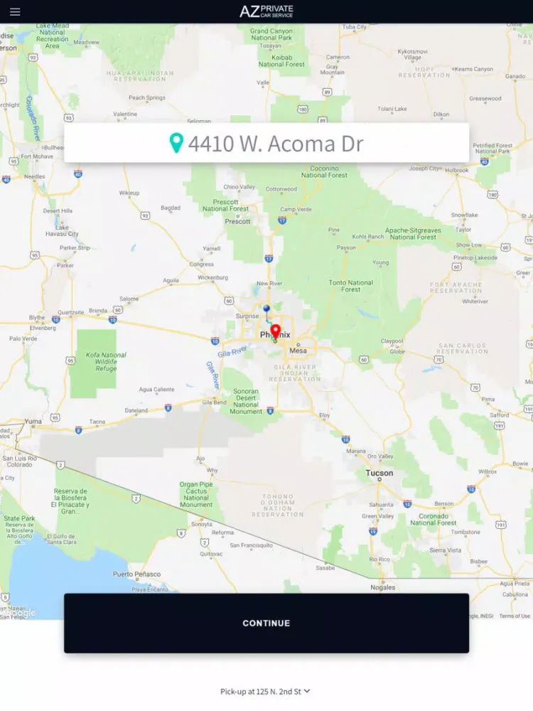 Tangkapan skrin AZ Private Car Service iPad 