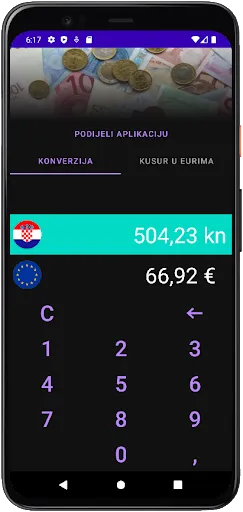 Tangkapan layar Euro konverter