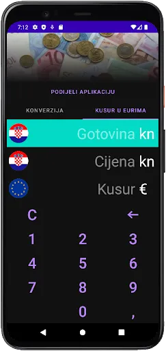 Tangkapan layar Euro konverter