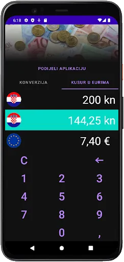 Tangkapan layar Euro konverter