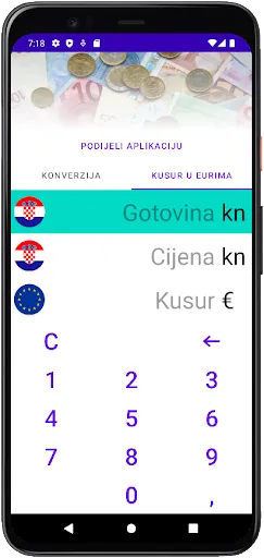 Tangkapan layar Euro konverter