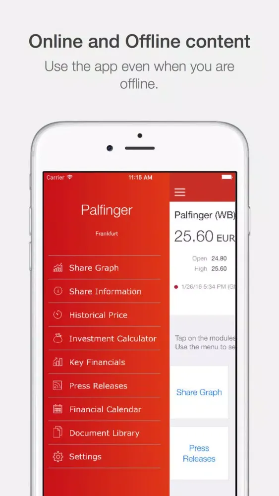 Captures d'écran de Palfinger Investor Relations