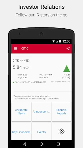 Tangkapan skrin CITIC Investor Relations