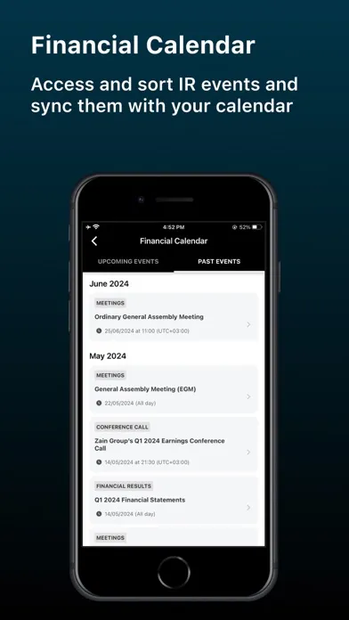 Zain Group Investor Relations Screenshots