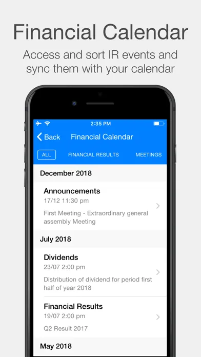SACO Investors Relations Screenshots