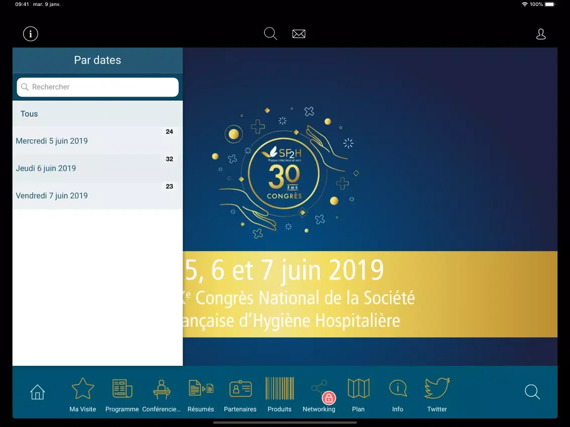 Captures d'écran de Congrès SF2H 2019 iPad 