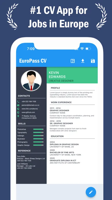 Captures d'écran de Europass CV Maker - Europe