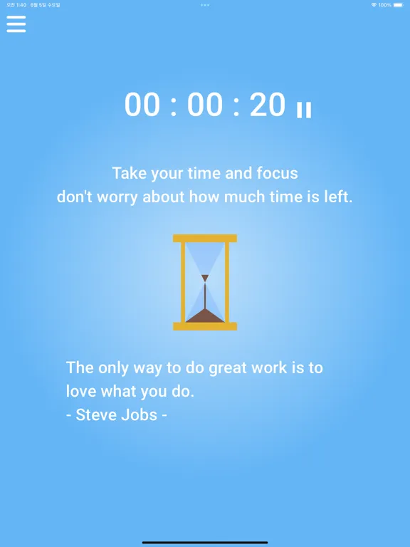Hourglass-Heart at Ease Timer iPad  스크린샷