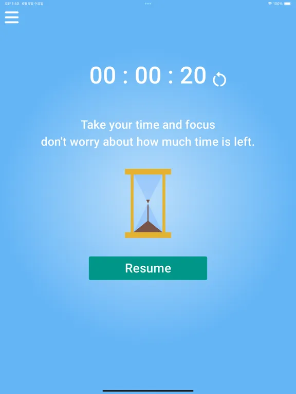Hourglass-Heart at Ease Timer iPad  스크린샷