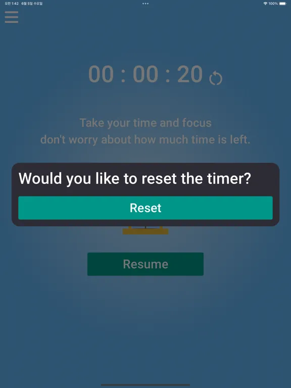 Hourglass-Heart at Ease Timer iPad  스크린샷
