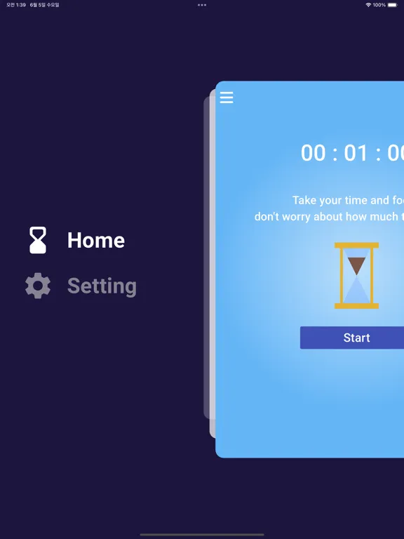 Hourglass-Heart at Ease Timer iPad  스크린샷