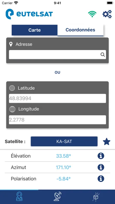 Capturas de pantalla de Eutelsat satellite finder