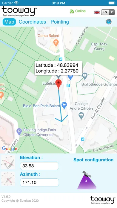 Tangkapan layar Ka-Sat Finder for Tooway