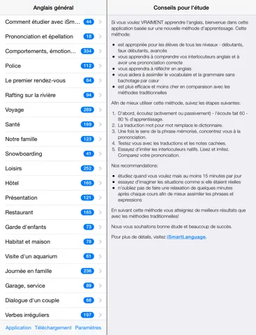 Tangkapan skrin Anglais général iPad 
