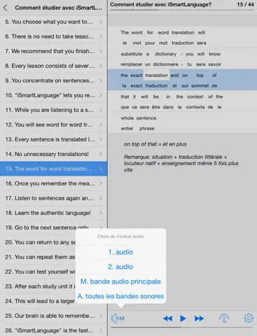 Tangkapan skrin Anglais général iPad 
