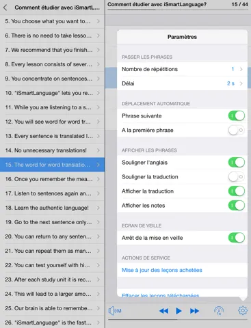 Tangkapan skrin Anglais général iPad 