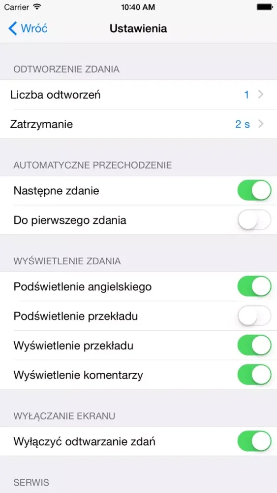 Ảnh chụp màn hình của Angielskie czasowniki nieregularne